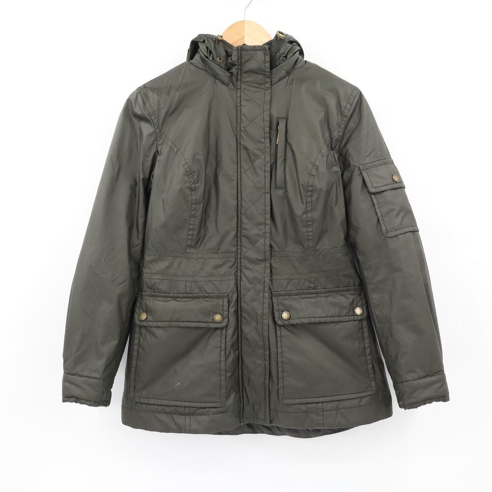 Pendleton XS Waxed Cotton Hooded Jacket Green Utility Cabin Jacket